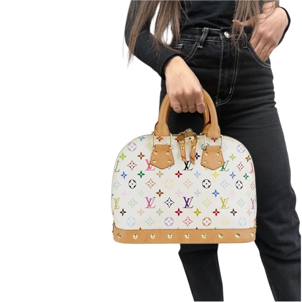 Rare!! LV x TM Louis Vuitton x Murakami Multicolor Monogram Alma PM WHITE CANVAS - Picture 4 of 16